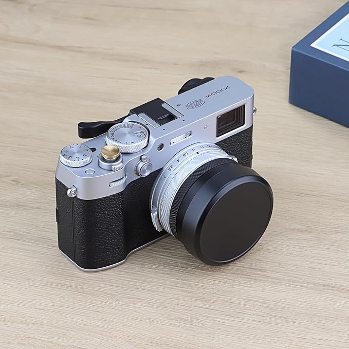 Haoge Square Metal Lens Hood Shade for Fuji X100VI Fujifilm FinePix X100V X100F X100 X100S X100T X70 Camera Black with Cap and 49mm Adapter Ring Kit