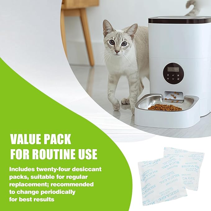 24-Pack Pet Food Desiccant Bags, Compatible with Petlibro Automatic Cat Feeder, Replacement Desiccant Packs for Automatic Pet Feeders and Pet Food Storage Containers