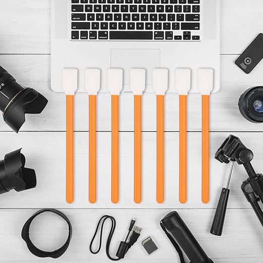 100 Pieces Foam Cleaning Swabs，5.11" Foam Tips Sponge Sticks for Lab, Dust-Free Cleaning Sponge Tip Swabs for Printer Heads, Scanners, Camera Lenses and Cleaning Guns - Orange