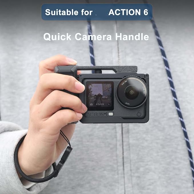 Portable Handheld Extension Grip for DJI Osmo Action 6, Ergonomic Non Slip Holder, Sport Camera Osmo Action 6 Full Protection Frame