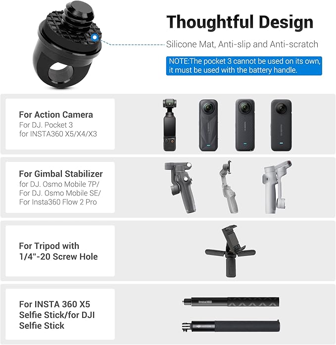 Adjustable Nylon Camera Hand Wrist Strap Lanyard with 1/4"20 & Quick Release Design for DJI Osmo Pocket 3 Pocket3 Creator Combo Accessories Xtra Muse Osmo 360 Insta 360 X5 X4 X3 Mobile 7P 6 Stabilizer