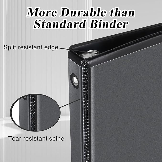 CIXILDTS 0.5-inch Round Ring Binder, Durable 1/2" 3 Ring Binder Fit Letter Size Paper, Presentation View Binders, Black,12-Pack