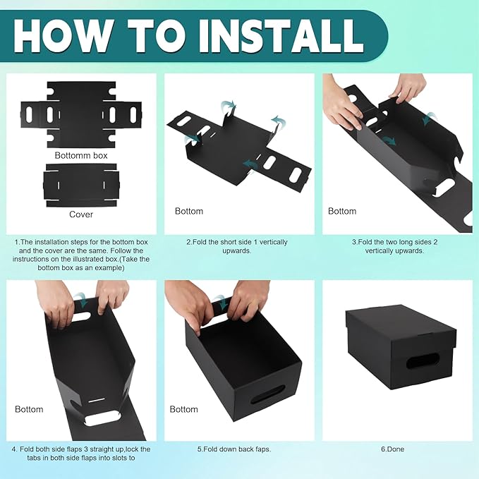 aopule 10PCS Photo Storage Box for 5"x7" Photos,12.3“ x 7.28“ x 5.3“ Picture Box Store and Protect Pictures with Lid, Photo Storage Box Documents Black