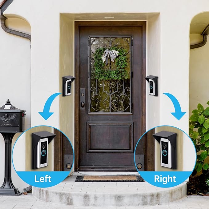 OLAIKE Doorbell Rain Anti-Glare Cover Compatible with Ring Video Doorbell Pro/Pro 2/Wired and Blink Video Doorbell 1st/2nd Gen,Doorbell Waterproof Bracket for Brick Wall & Apartment Doorbell (A-Black)
