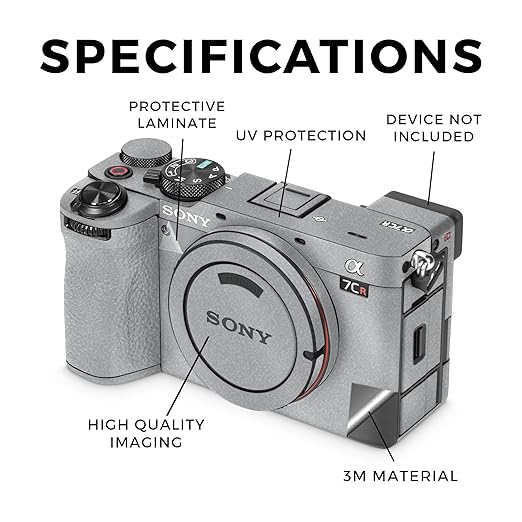 Glossy Glitter Camera Skin Compatible with Sony Alpha 7CR Camera (2023) - Solid Gray - Premium 3M Vinyl Protective Wrap Decal Cover - Easy to Apply | Crafted in The USA by MightySkins