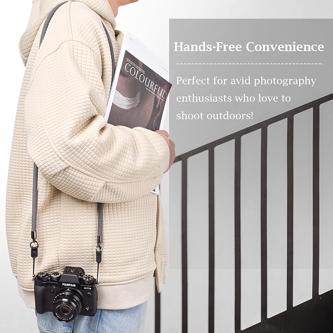 VOVMOEYA Camera Strap Rope,Camera Neck Strap Shoulder Strap for Fujifilm X100VI X100V XS20 XT5 for A6000 A6100 A6400 A6700 A7IV for Canon EOS R6 R10 for Nikon Zf Z5 Z30 - Grey