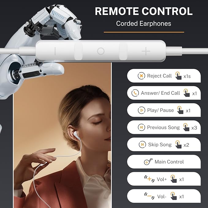 USB C Headphones Type C Earbuds for iPhone 17 Pro/ 17 Air 15/16 Pro/ 15 Pro Max,Microphone Noise Isolation Stereo Wired Earphones for Samsung Galaxy S26/S26+/S26 Ultra S25 S24 S23 S22 Pixel 9 8a