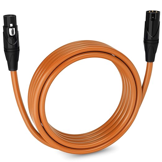 LyxPro 15 Feet XLR Microphone Cable Balanced Male to Female 3 Pin Mic Cord for Powered Speakers Audio Interface Professional Pro Audio Performance and Recording Devices - Orange