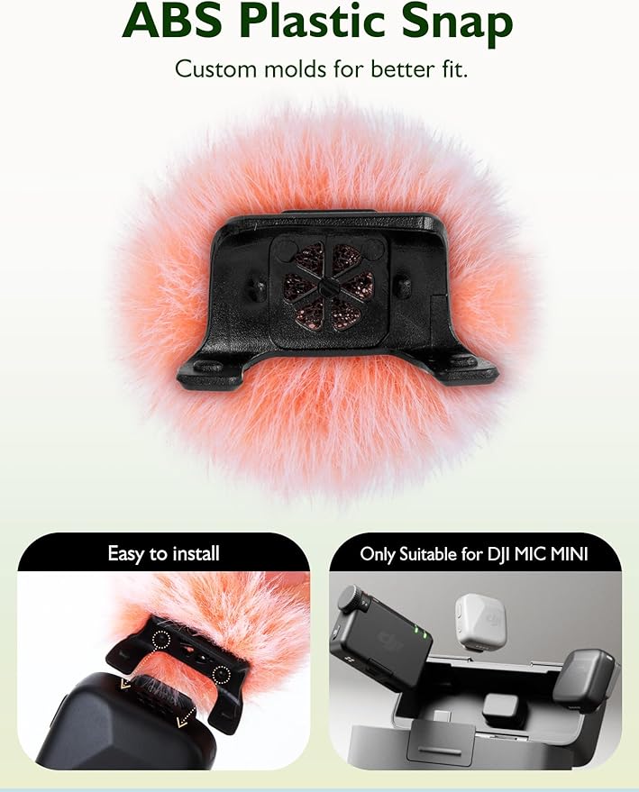 Microphone Windscreen for DJI Mic Mini - 2 Packs Furry Mic Wind Muff Cover Suitable for DJI Mini Reduce Wind Noise (Pink)