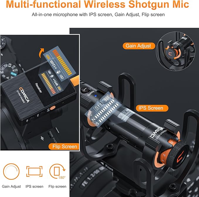COMICA VM30 Shotgun Microphone with Wireless Modes, USB C Digital Output, 75/150Hz, Super-Cardioid Universal Camera Microphone for Filmmakers, Vloggers - Wireless Mic for Camera, Smartphone, and PC