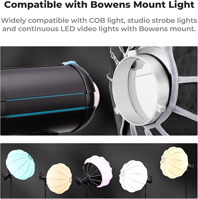 K&F CONCEPT 33.5"/85cm Softbox Lantern Soft Light Modifier, Quick Release Light Diffuser Softbox, Compatible with Bowens Mount, with Carrying Bag, for Photography Studio Speedlite Flash and Monolight