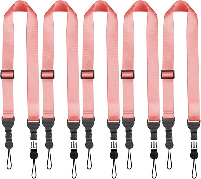 5 Pack Nylon iPad Strap, Adjustable Camera Neck Strap, Comfortable Shoulder Strap for iPad, Cellphone Tablet, Camera, Laptop, Binocular, Luggage Bag(Peach Pink Universal Neck Lanyard)
