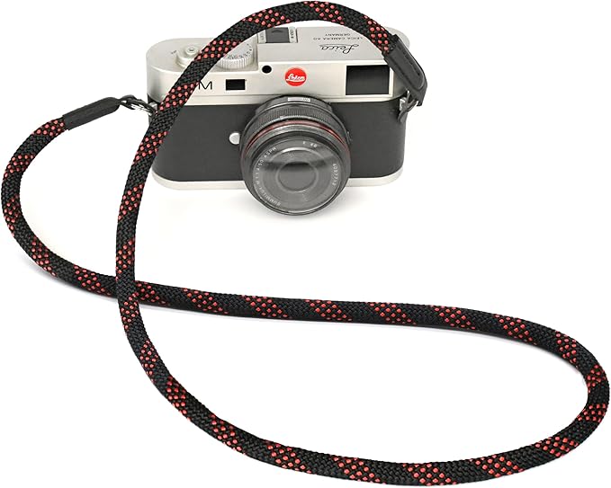 Camera Strap Vintage 100cm Nylon Climbing Rope Camera Neck Shoulder Strap for Micro Single and DSLR Camera (Black/Red)