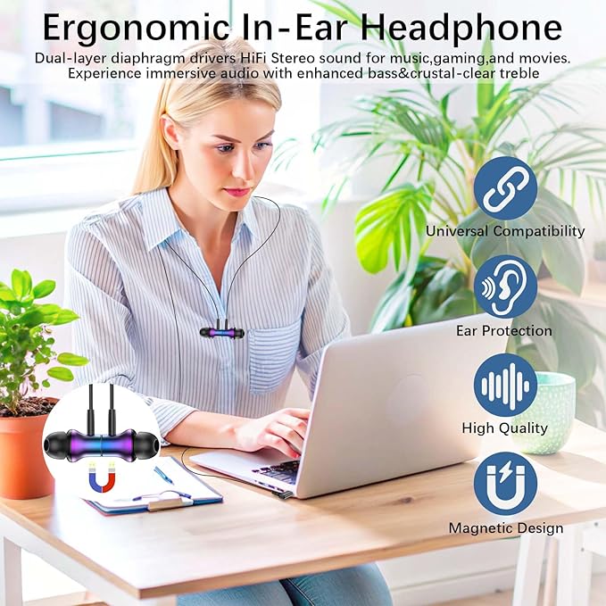USB C Earbuds for Samsung S26 Ultra S25 Wired Type-C Headphones C Plug 90° Right Angle Earphones for Google Pixel 10a 9 Pro for iPhone 17 Pro 16 15 Cord Headphone with Microphone Volume Control Purple
