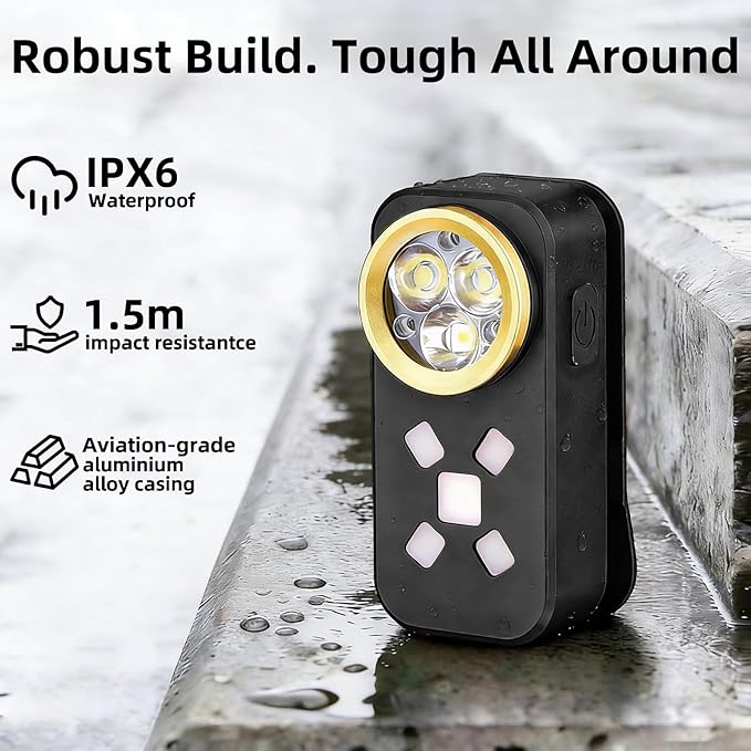 Rechargeable EDC Flashlight, Mini LED Flashights, 500 Lumens Portable Clip EDC Light, Pocket Flashlights, Magnetic Small Keychain Flashlight for Signaling, Camping, Emergency (Black)