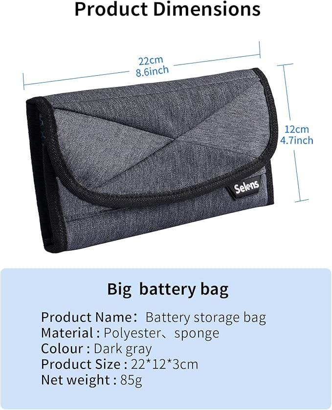 Selens DSLR Battery Case - 4 Pocket Pouch for NP-FZ100, LP-E6, AA, LP-E8, LP-E10, LP-E12, EN-EL14, EN-EL15, NP-FW50, NP-F550, NP-FM500H Batteries & SD Cards