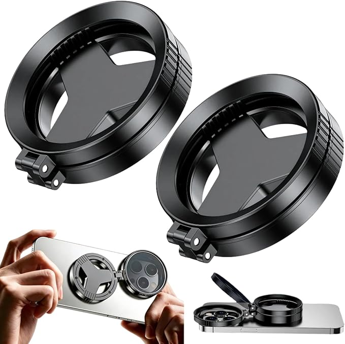 Anti-Glare Magnetic Phone Filter – Reduces Unwanted Reflections, Magnetic Phone Polarizer Cpl, Rotatable Expandable 52mm Circular Polarizer Polarizing Filter, Foldable Phone Filter Lens (2pcs)