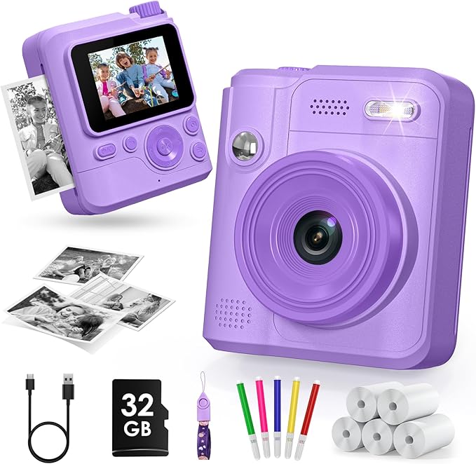 Kids Camera Gifts for Girls Boys - Christmas Birthday Xmas Gift for Girl Boy Age 3 4 5 6 7 8 9 10 11 12 Year Old - Instant Print Digital Toys Ages 3-5 6-8 8-12 Years Olds - Toddler Learning Kid Toy
