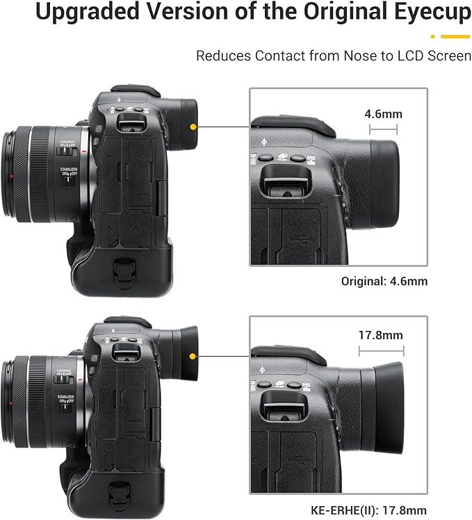 EOS R3 Eye Cup Eyecup Eyepiece, Extended Long Soft Eyecup Eyepiece Viewfinder for Canon R3 Mirrorless Camera, Replaces Canon ER-H/ER-HE Eyecup, Soft Silicone Material, Comfortable for Eyeglass Wearers