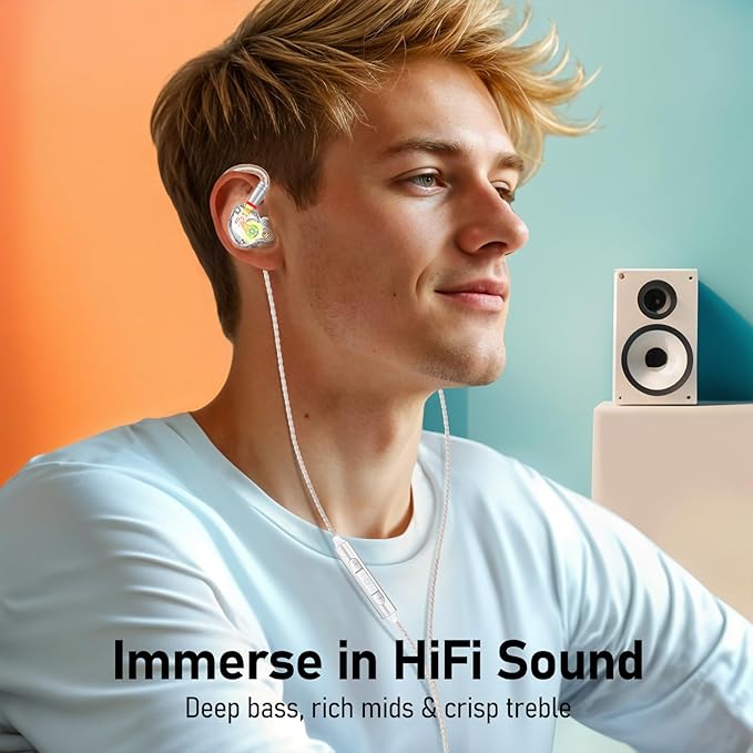 Vibes 202 Wired Earbuds - HiFi in Ear Monitor Headphones – Professional Noise Isolating Ear Buds - Clear Sound, Deep Bass & Comfort-Fit IEM Earphones - MMCX to 3.5mm, Silver Plated Cord, Carrying Case