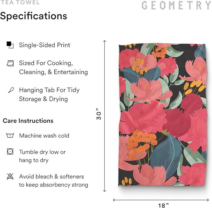GEOMETRY Kitchen Tea Towels - Quick Dry Microfiber Dish Towels for Kitchen My Garden, 18" x 30" 1 Pack