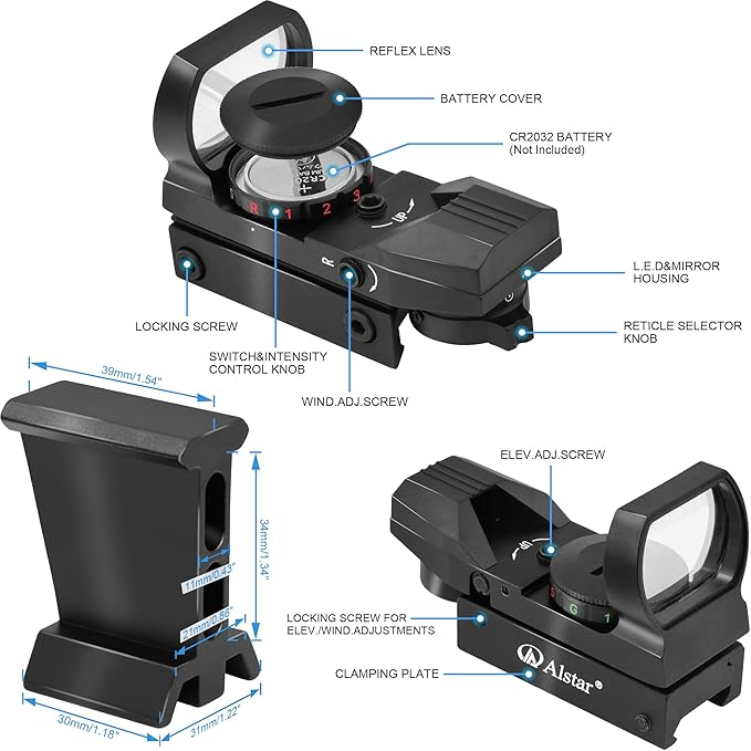 Alstar Red Dot Finderscope for Telescope Deluxe Finder - Metal Star Pointer Viewfinder Astronomical Telescope Accessories with Dovetail Finder Bracket