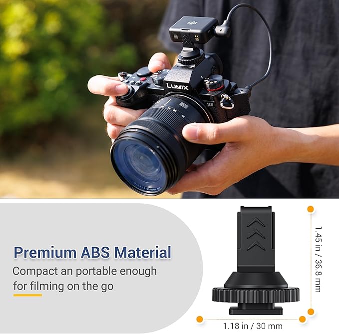 JJC Cold Shoe Mount Adapter for DJI Mic with 1/4" Screw, Durable ABS Camera Adapter for DJI Mic on Canon Nikon Sony Cameras for Vlogging Video Recording