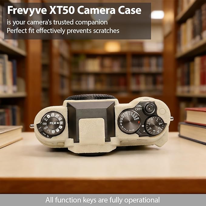 Frevyve Case for Fujifilm X-T50 Body Camera, Skin, Anti-Scratch, Lightweight Sleeve, Fuji XT50 Soft Silicone Rubber Protective Case Cover for Fujifilm XT50 Camera Accessories (Beige)