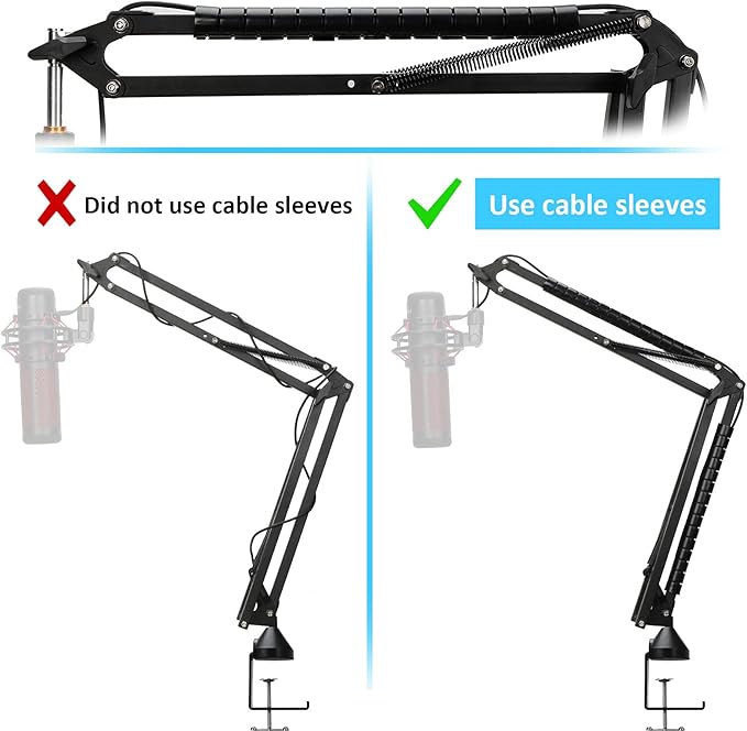 Quadcast Mic Boom Arm with Pop Filter - Advanced Microphone Arm Compatible with HyperX QuadCast Microphone, Professional Adjustable Scissor Microphone Stand by YOUSHARES