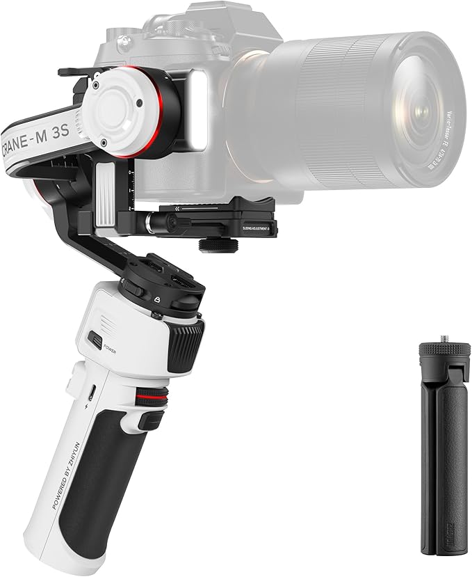 ZHIYUN Crane M3S [Official], 3 Axis Lightweight Camera Gimbal Stabilizer for Mirrorless, Smartphone, GoPro Action Camera, Built-in Fill Light, Bluetooth Control, 1.22" Color Screen, PD Fast Charge