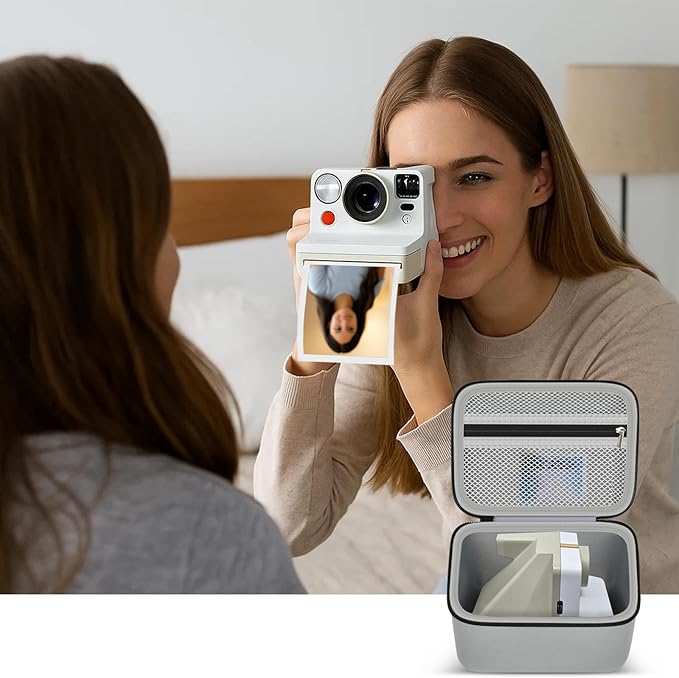 Portable Carrying Case Compatible with Polaroid Now 2nd/ for 3rd Generation I-Type Instant Camera/for Now/for Now+/ for OneStep 2 VF/for OneStep+ Instant Film with Mesh Pocket - Grey