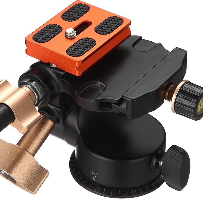 Frienda 2 Pieces Metal Quick Release Plate with 1/4''-20 Camera Screw Tripod Mount Plate Fits Standard for DSLR Camera Tripod Ball Head(Orange,Pu50)