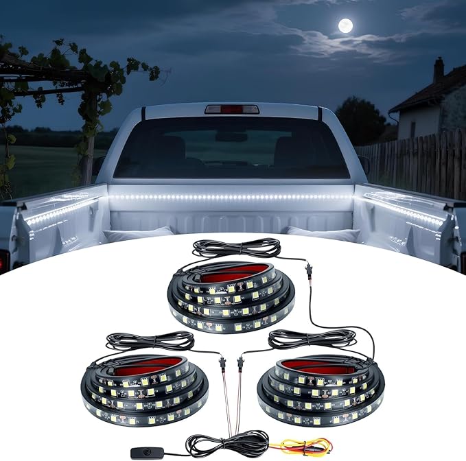 Truck Bed Light Strip - 3PCS 60" 270 LED Waterproof Strip Kit with On/Off Switch/Splitter for Pickup Trucks, SUVs, RVs, Boat (6000K Cool White)
