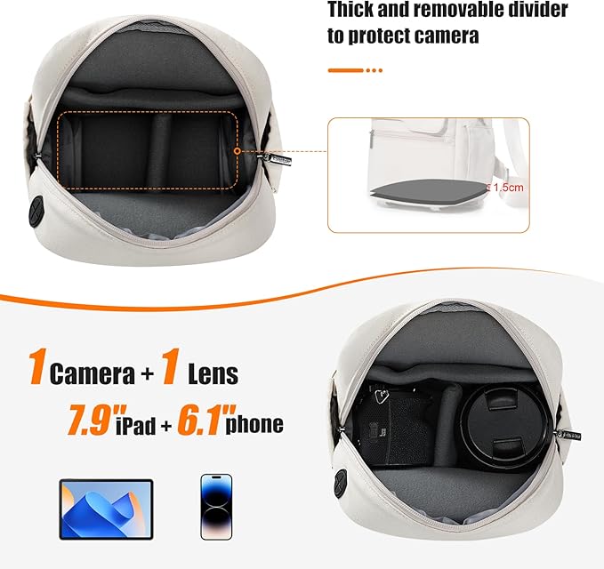 Cwatcun Camera Bag Small Compact Camera Sling Case, Waterproof Canvas Crossbody Camera Bag with Rain Cover, Travel Photography Bag for Canon, Nikon, Sony, Fuji DSLR/SLR/Mirrorless Cameras, Lens