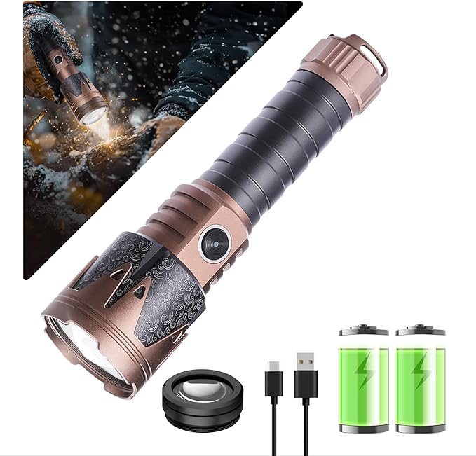 SKYFIRE Rechargeable Flashlights High Lumens with Ignition Lens,Mini Pocket Bright Tactical Torch with 6 Modes Waterproof Zoomable Small Flash Light (EDC Rechargeable Flashlight-1Pack)