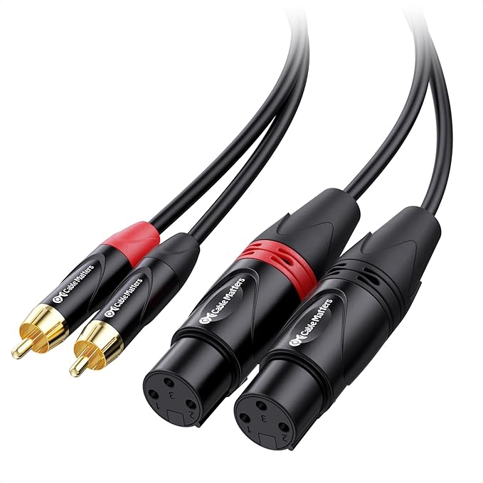Cable Matters Dual XLR to RCA Cable - 10ft, Dual Female XLR to RCA Cable