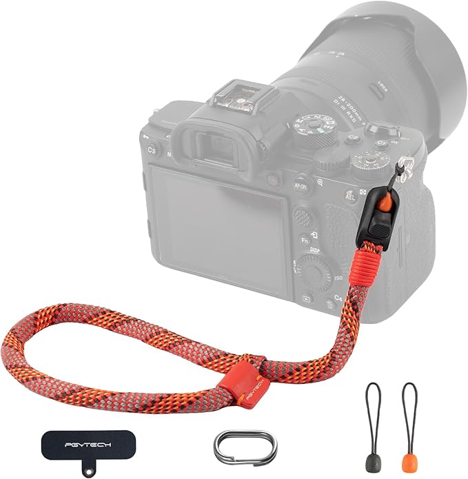 PGYTECH Camera Wrist Strap Slim Outdoor Style, Adjustable Quick Release Anti-Drop Camera Hand Strap for Sony/Nikon/Canon Compact Cameras/Mirrorless/Smartphone/Gopro, 55.1lb Capacity, Blaze Red