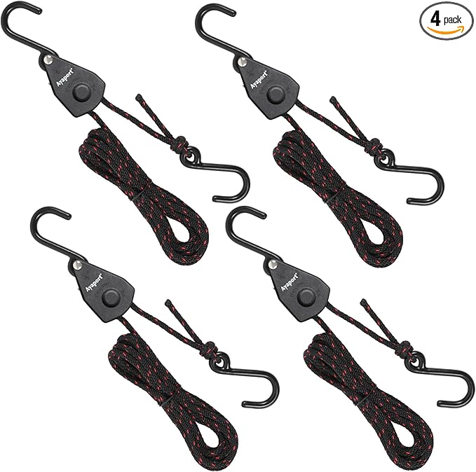 Ayaport Kayak Rope Tie Down Ratchet Straps Bow and Stern Ratcheting Tie Downs Rope Hanger Kayak and Canoe Accessories