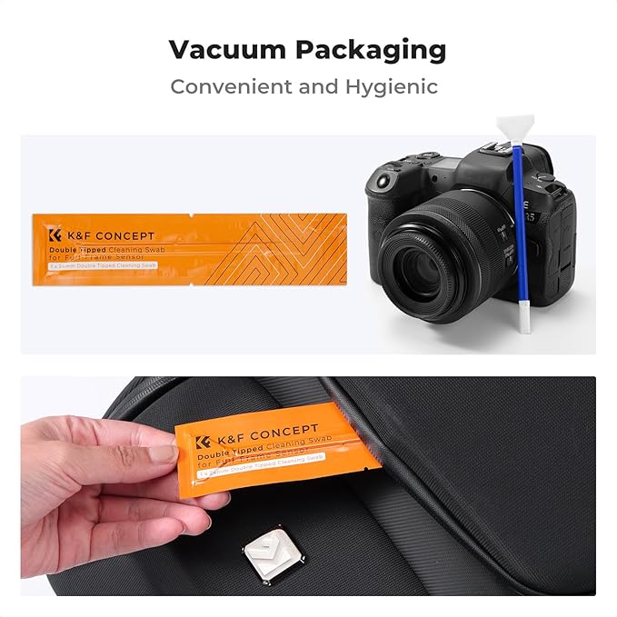 K&F CONCEPT 2-1 24mm Full Frame Sensor Cleaning Swab, Viewfinder Cleaning Swab, with 20ml Sensor Cleaner, DSLR Camera CMOS and CCD Sensor Cleaning Swab Kits Compatible with Nikon Sony Canon Camera