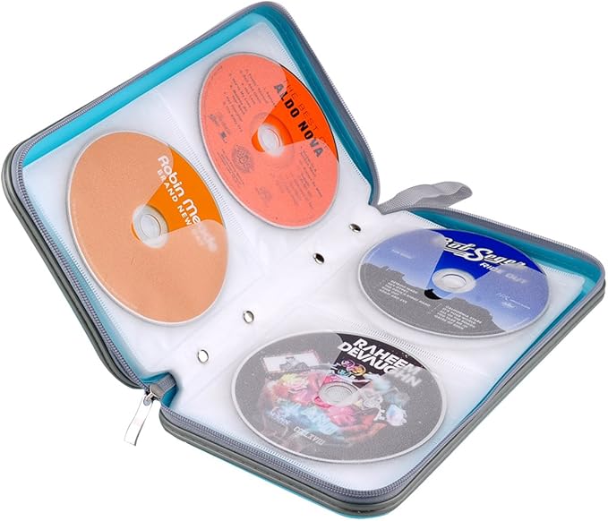 72 Capacity Heavy Duty CD DVD Blu-ray Media Case Storage Holder Organizer Wallet (Skyblue)