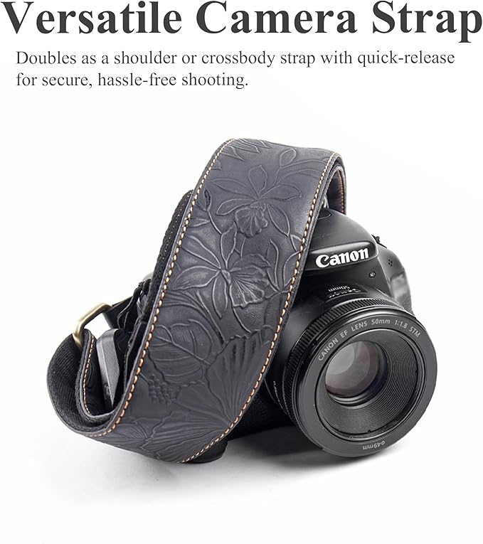 QIELIZI Lifestyle Camera Strap,Vintage Adjustable Vintage Neck & Shoulder Strap for All DSLR Cameras