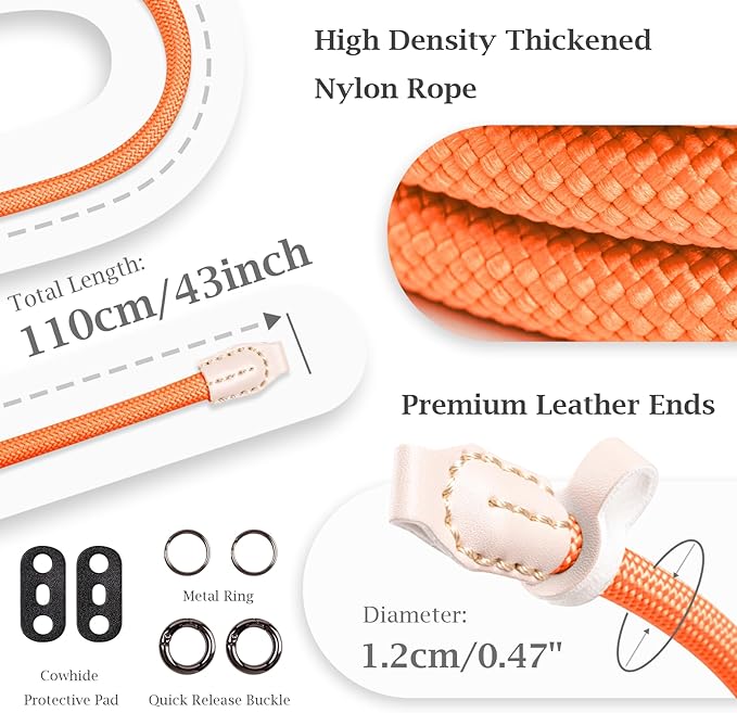 VOVMOEYA Camera Strap Rope,Camera Neck Strap Shoulder Strap for Fujifilm X100VI X100V XS20 XT5 for A6000 A6100 A6400 A6700 A7IV for Canon EOS R6 R10 for Nikon D850 D5600 D7500 - Orange