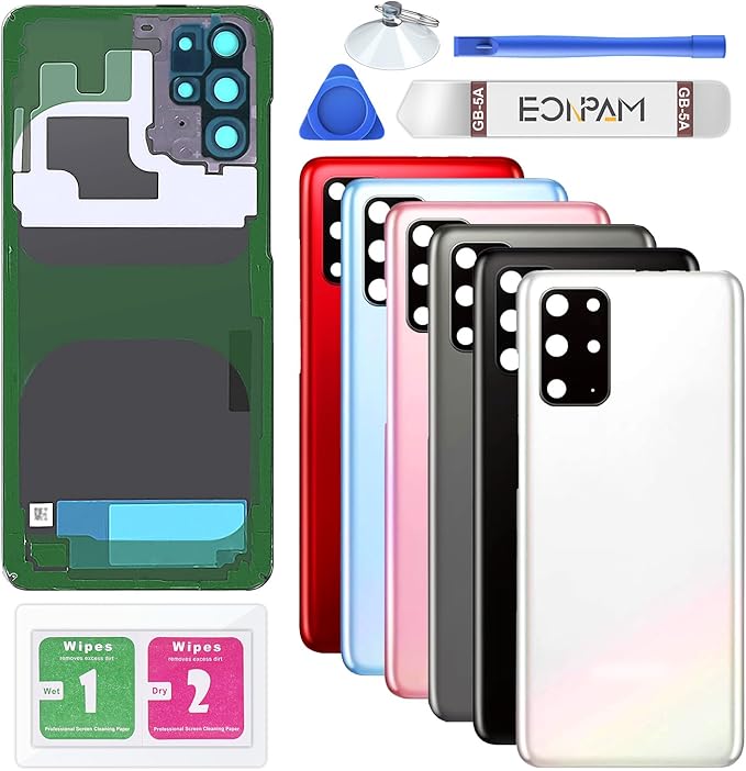 Back Glass Replacement for Samsung Galaxy S20+ Plus SM-G985 G986 Back Cover Rear Housing with Camera Lens + Repair Tool Kit Genuine Rear Glass (White)