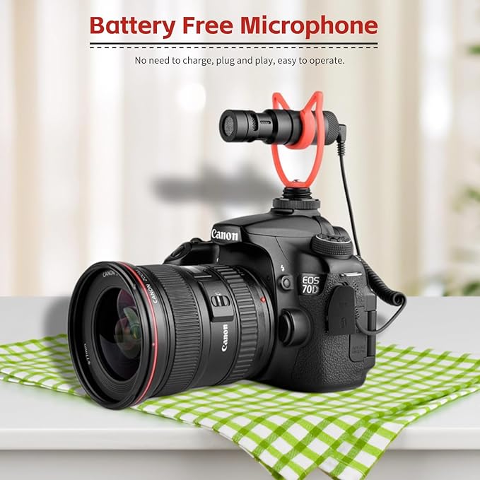 MIC10 Mini Video Shotgun Mic for Camera - 3.5mm Universal Camera Microphone for DSLR Smartphones Computers - Noise Reduction High Sensitivity Condenser Mic with Shock Mount & Fur Cover