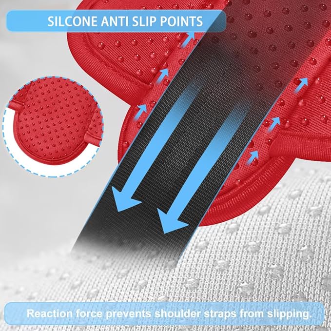 ZINZ 2-Pack Universal Shoulder Pad with Ultra Thick Cushion for Bag Luggage Bag Crossbody, Plus Long & Anti-Slip & Breathable,Red