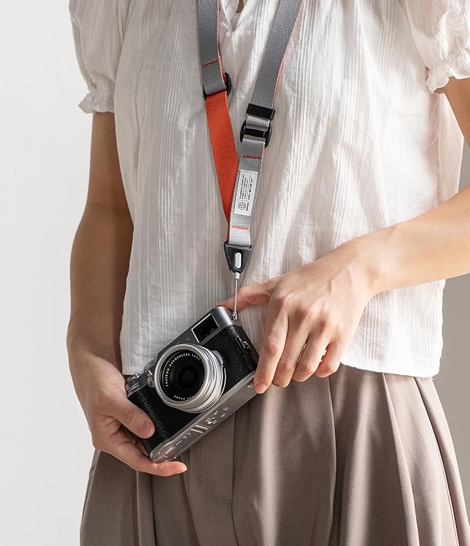 Ringke Lanyard Strap [Adjustable Neck Shoulder Crossbody Strap] [One-Touch Buckle] for Phone Case, Camera, Keys, USB Flash Drive, and ID Badge - Ash Orange