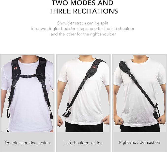 ztowoto Camera Strap Double Shoulder Camera Strap Harness Quick Release Adjustable Dual Camera Tether Strap with Safety Tether and Lens Cleaning Cloth for DSLR SLR Camera