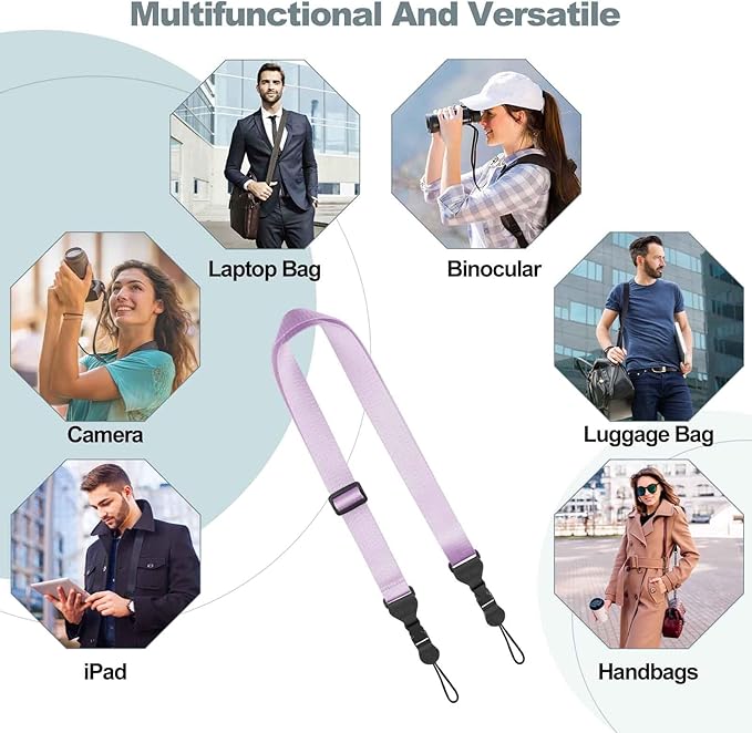 Adjustable Shoulder Strap, Comfortable Camera Strap, Neck Lanyard for iPad Tablet Case, Camera, Binocular, Luggage Bag (Purple Shoulder Strap)