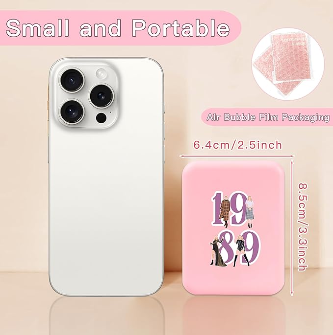 Preppy Travel Compact Mirror with Light for Purses 1X/2X Magnification Small Led Portable Pocket Makeup Mirror, Pink Christmas Birthday Gift Stocking Stuffers for Women Teen Girls Trendy Stuff