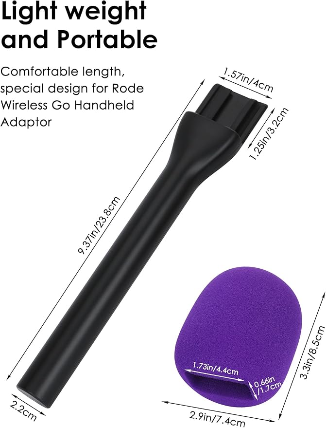 SUNMON Handheld Mic Stand for Rode Wireless Mic with Pop Filter(Purple), Holder for Rode Go 2/Wireless Pro, Interview Microphone Adapter Handheld for Wireless Go/Wireless ME